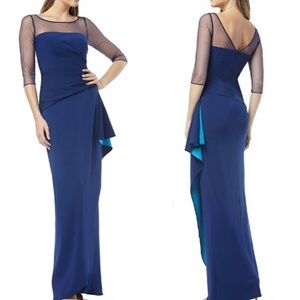 NWOT JS Collections Illusion Bonded Crepe Gown